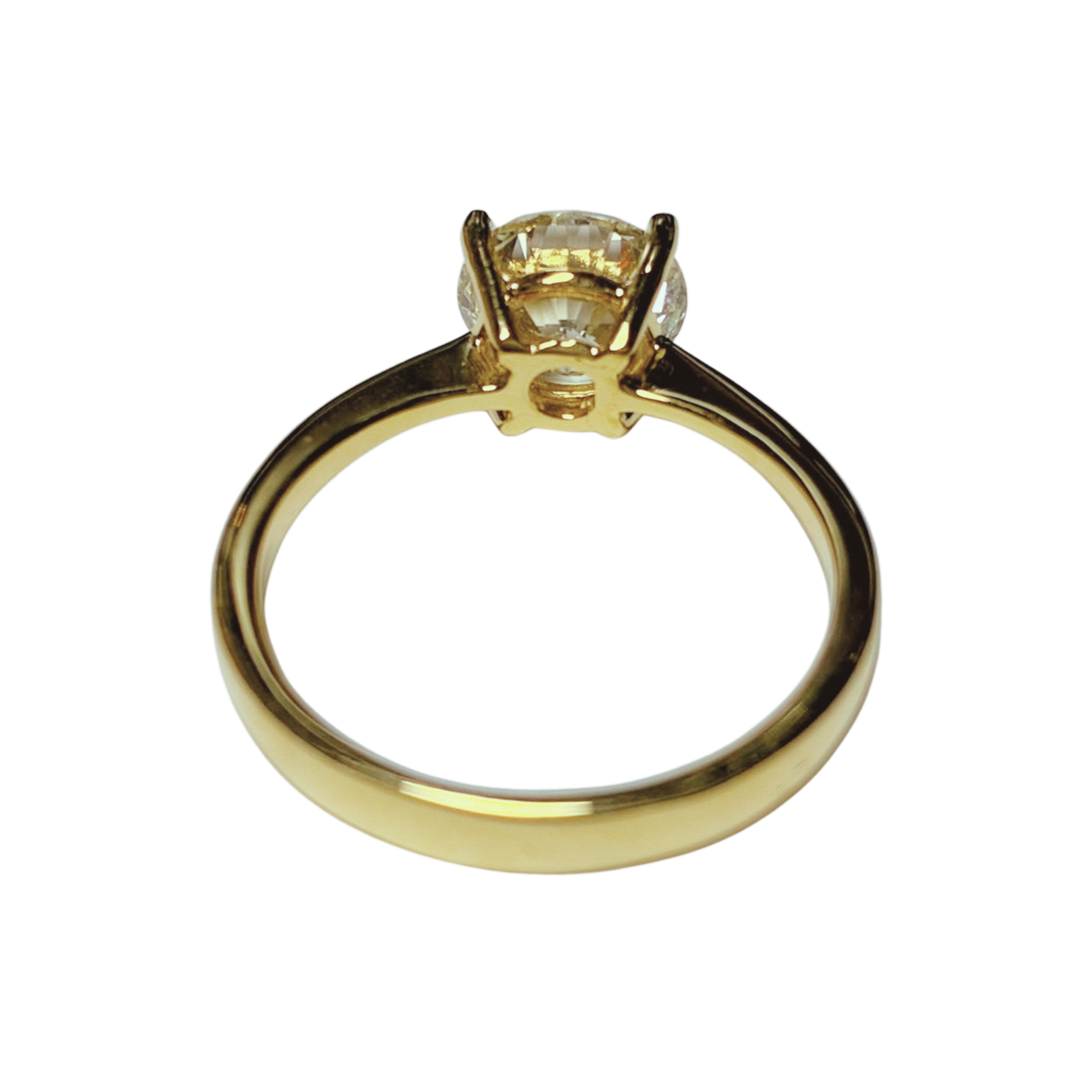 18K Yellow Gold Ladys Round Brilliant Cut Diamond Ring