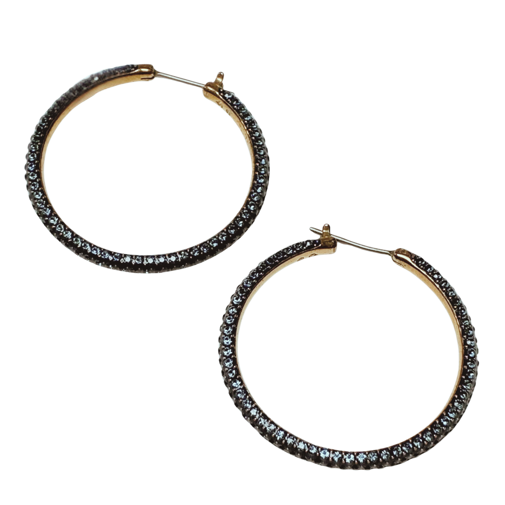Swarovski Stone Hoop Blue Rose Gold Earrings
