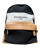 Balenciaga 409010 Black Leather Canvas Backpack Bag Vintage