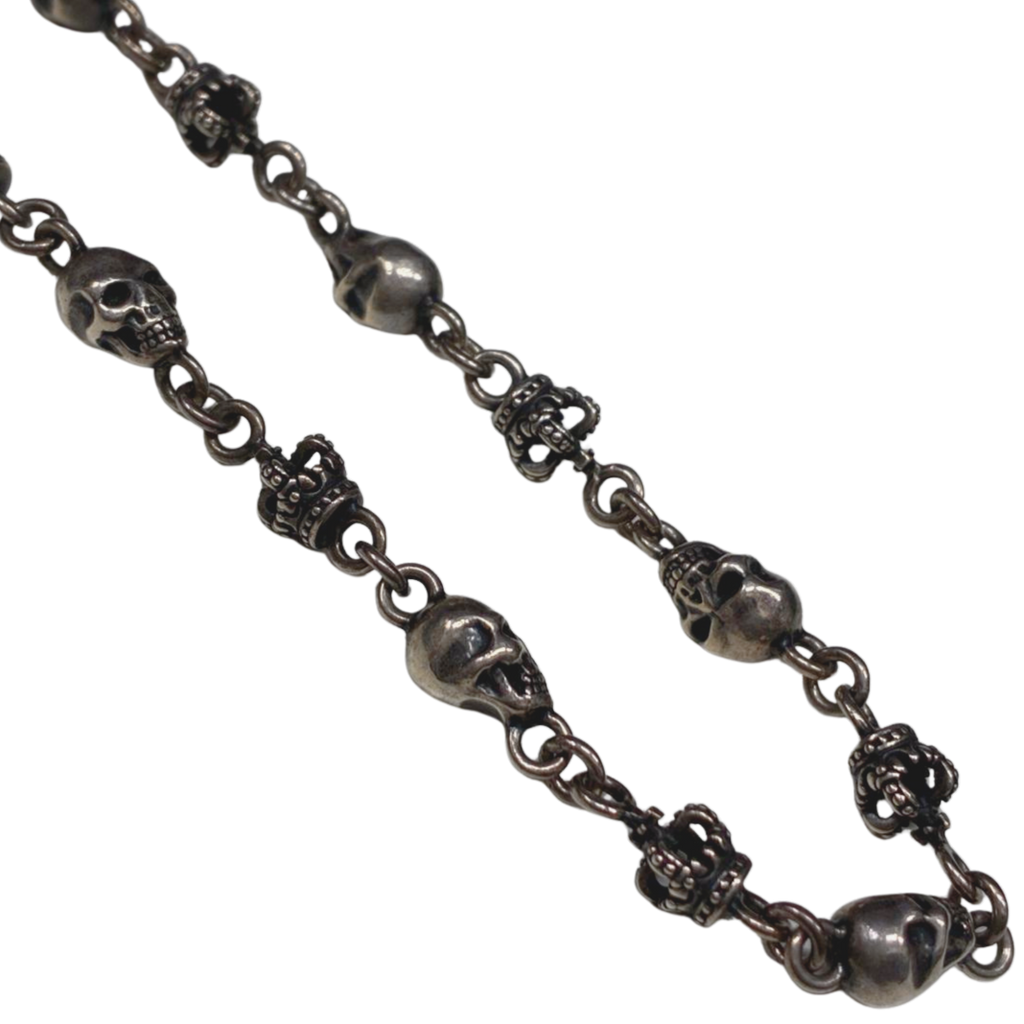 Justin Davis Silver Skull Chain Necklace SV925 30.2G