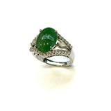 18KWG Jade "A" & Diamond Ring