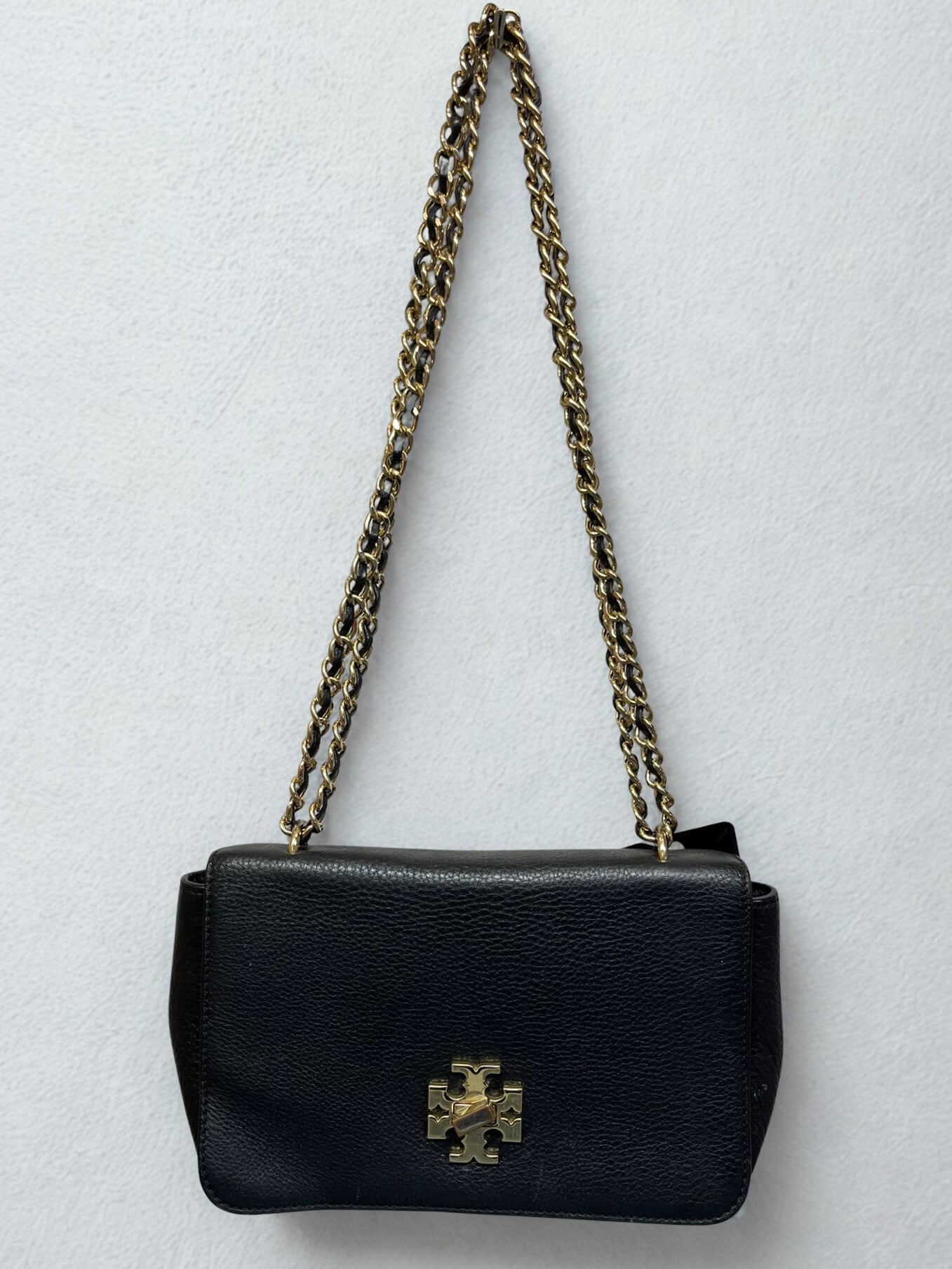 Tory Burch Britten Small Adjustable Shoulder Bag Black Pebbled Leather Main image