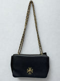 Tory Burch Britten Small Adjustable Shoulder Bag Black Pebbled Leather