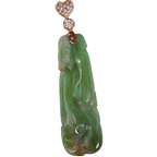18KYG Diamond And Green Jade Pendant 7.6GM