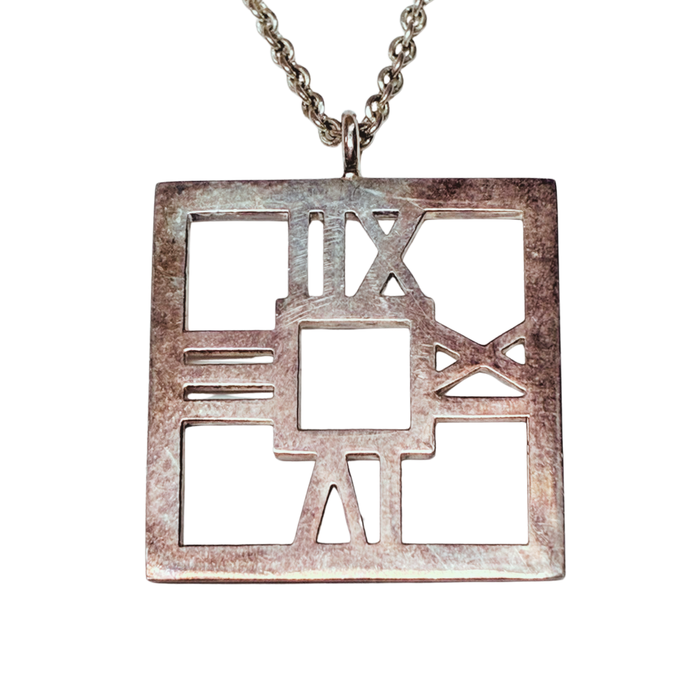 Tiffany And Co Atlas Open Square Pendant Necklace 6.8GM Secondary image