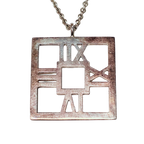 Tiffany And Co Atlas Open Square Pendant Necklace 6.8GM