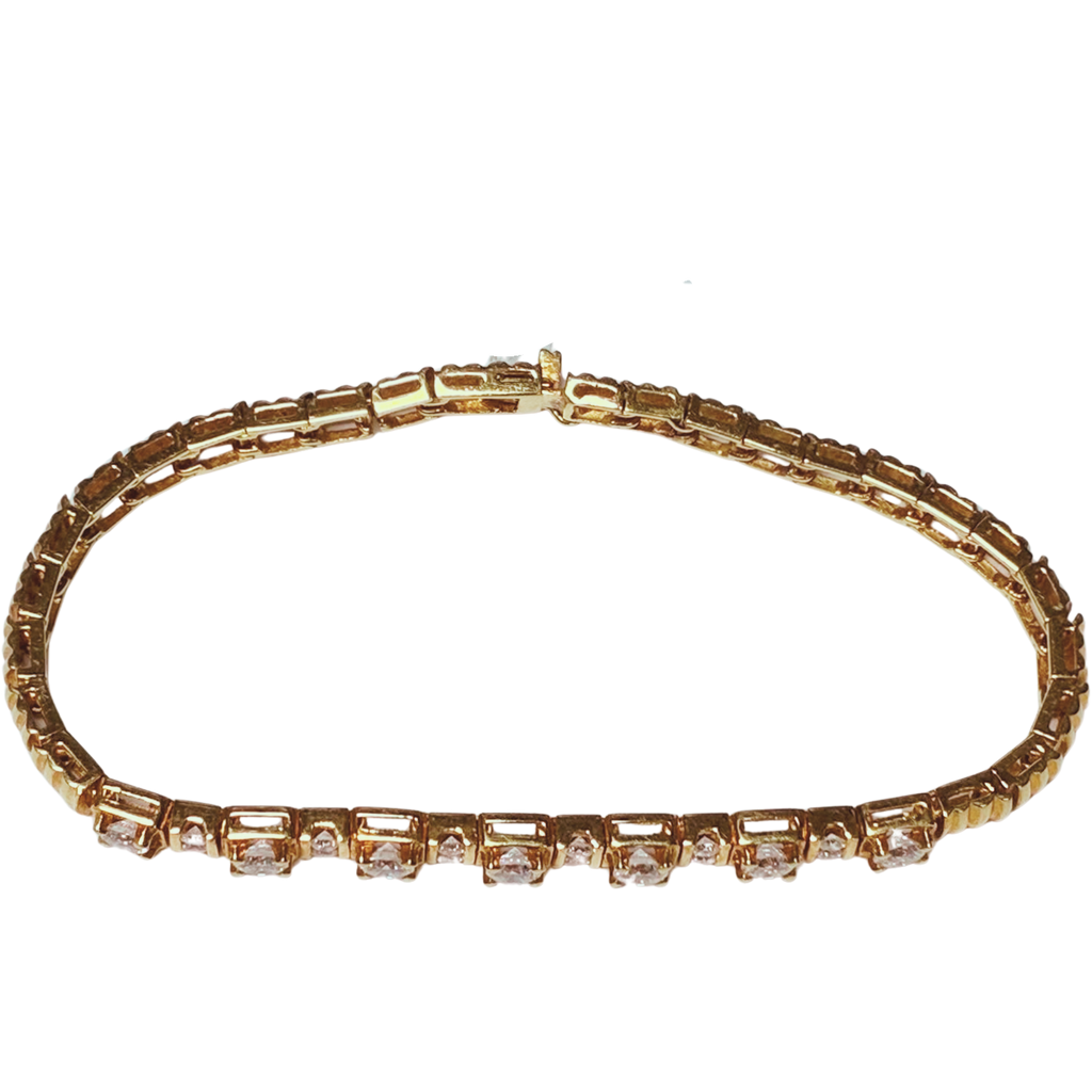 850 Yellow Gold and Diamond Tennis Bracelet 10.8GM