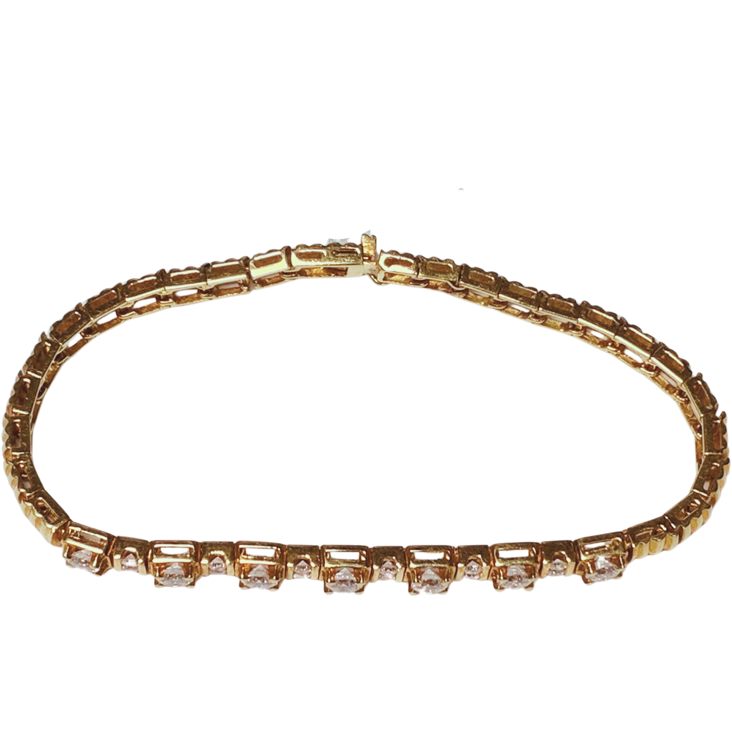 850 Yellow Gold and Diamond Tennis Bracelet 10.8GM