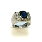 18KWG Blue Sapphire & Diamond Ring