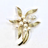 Vintage 14KYG Pearls Brooch