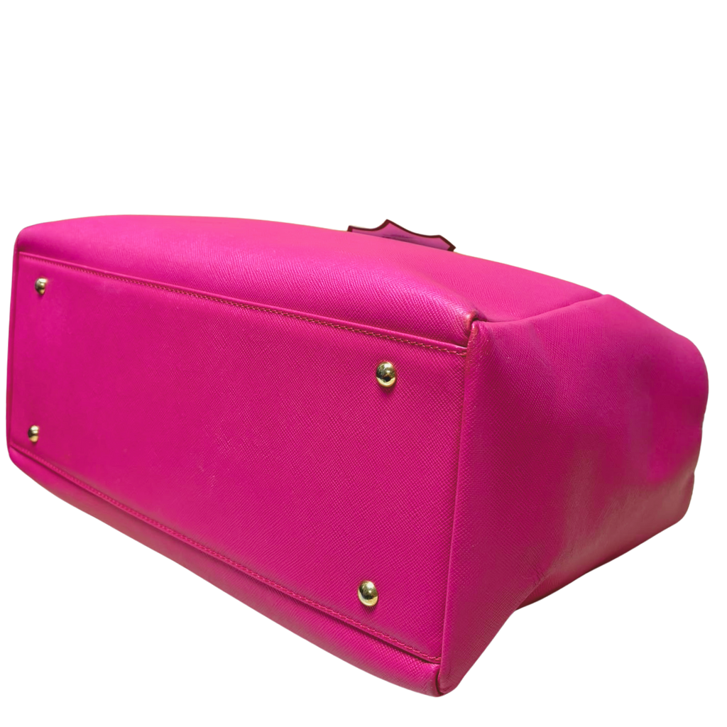 Samantha Thavasa Lady Azel Saffiano Leather Handbag Magenta Pink