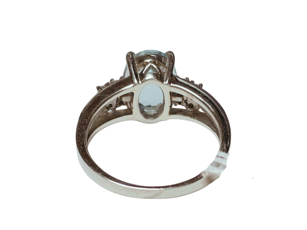 950 Platinum Aquamarine And Diamond Ring 6.9G Size 13