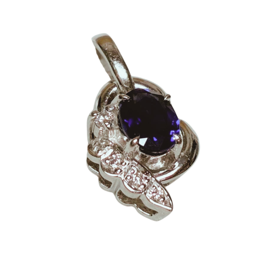 Platinum Sapphire And Diamond Pendant 2.5G