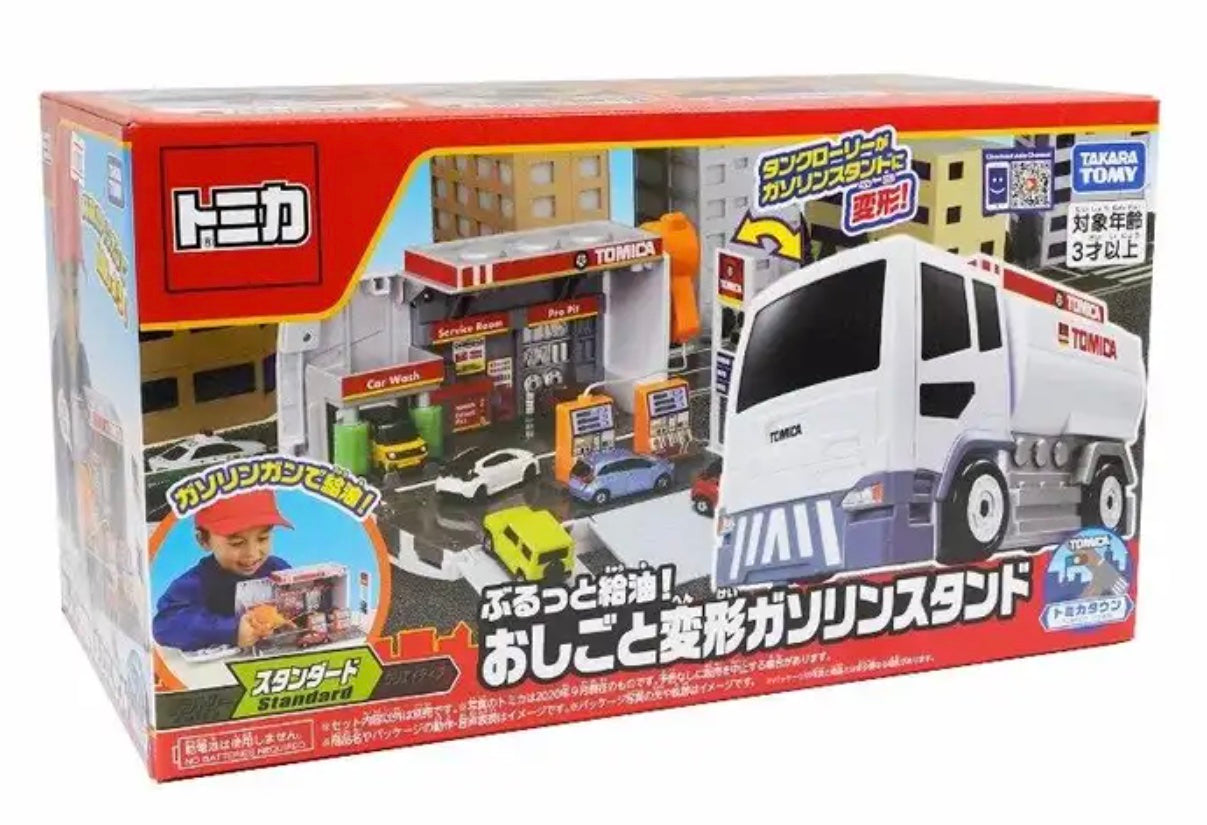 Takara Tomy Tomica Transform! Tank Truck Gas Station Vehicle Toy Main image