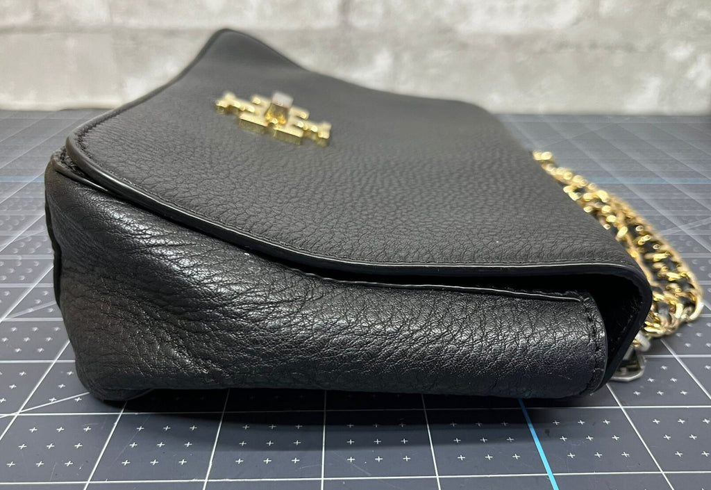 Tory Burch Britten Small Adjustable Shoulder Bag Black Pebbled Leather