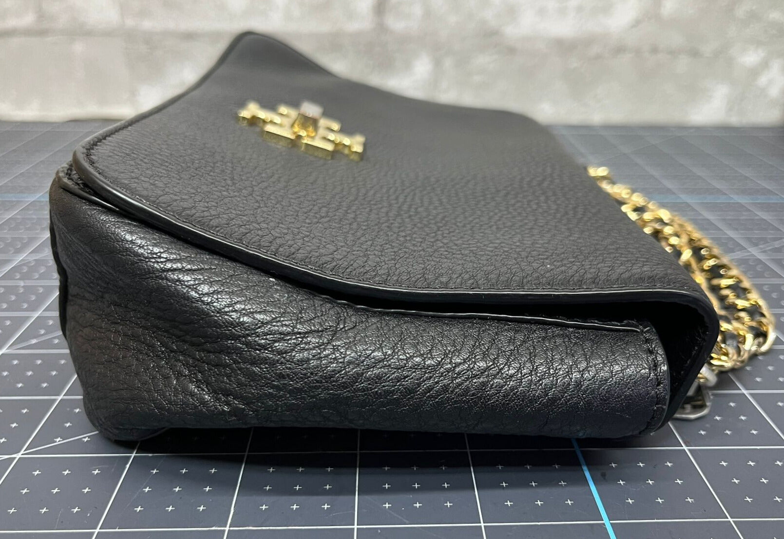 Tory Burch Britten Small Adjustable Shoulder Bag Black Pebbled Leather