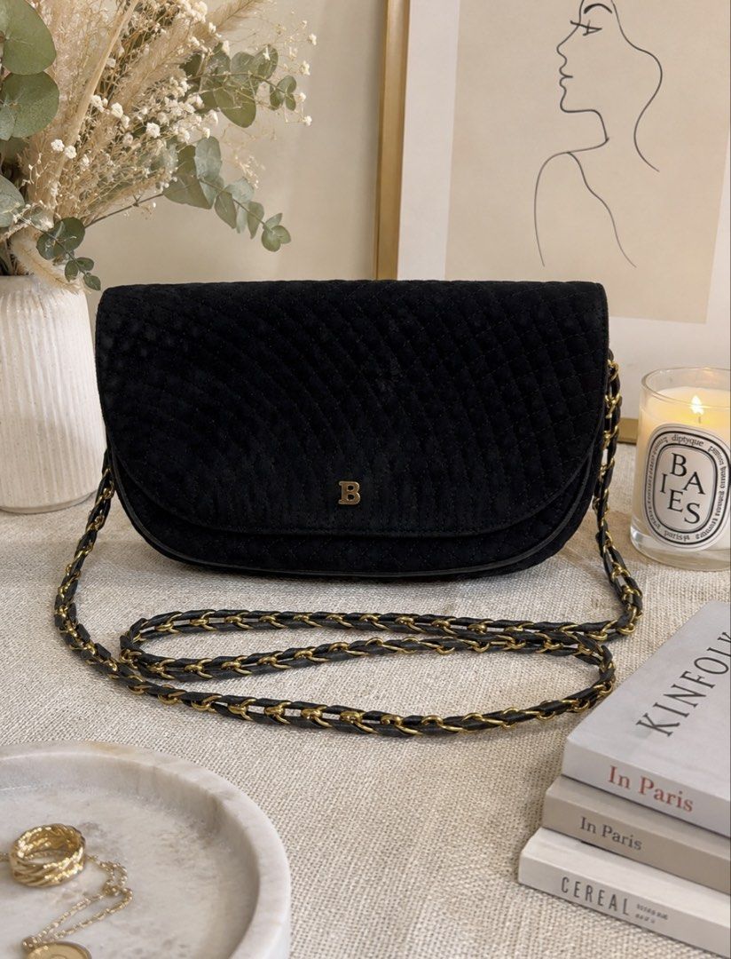 Bally Shoulder bag -BLACK CLOTH/FLAP and GOLD CHAIN STRAP Main image
