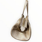 Bally Metallic Gold Leather Shoulder Tote Bag with Tassel Detail
