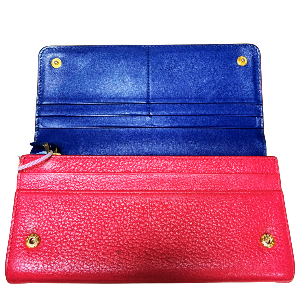 Prada Vitello Grain BiColor Continental Long Wallet