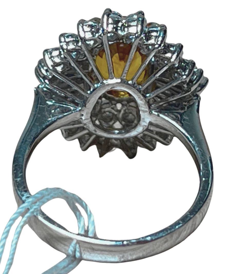 750WG YS1 D28 TD6 6.9G Yellow Sapphire And Diamond Ring