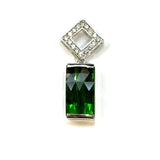 18KWG Green Tourmaline & Diamond Pendant