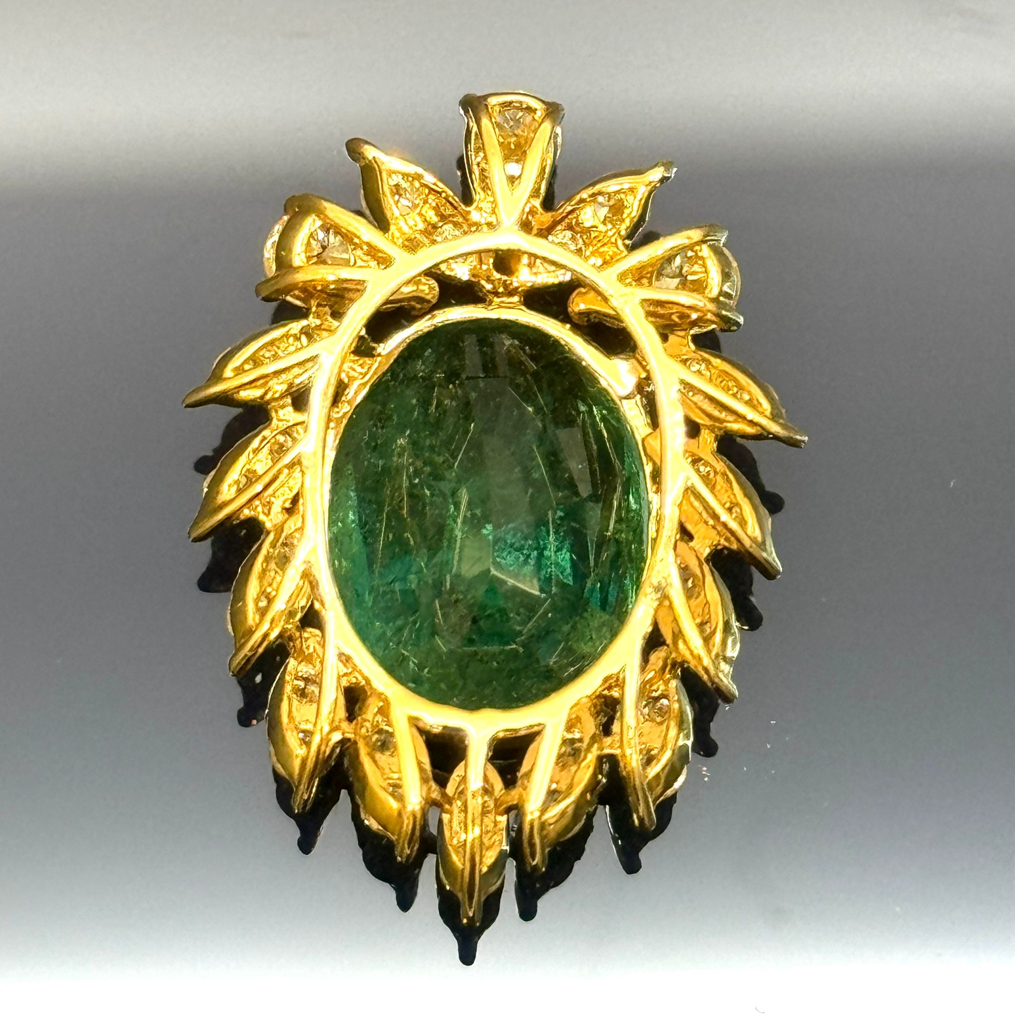 18KYG Emerald and Diamond Pendant Secondary image
