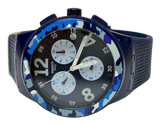 Swatch Mens Camoblu SUSN414 Blue Silicone Swiss Quartz Fashion Watch