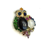 18KYG/PT900 Moonstones, Precious Stones & Diamond Brooch