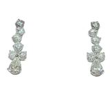 18K White Gold Drop Earrings Pear Cut Teardrop 2 Carats Diamond  5.45GM