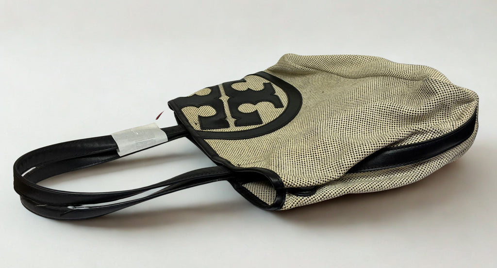 Tory Burch Lonnie Perforated Canvas Mesh Logo Tote Bag