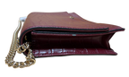 Nine West Croc Embossed PVC Flap Crossbody Bag Burgundy