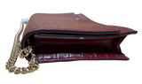Nine West Croc Embossed PVC Flap Crossbody Bag Burgundy