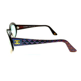 New Vintage Chanel, 5009 Iridescent Frame Blue Lense Sunglasses (Made In Italy)
