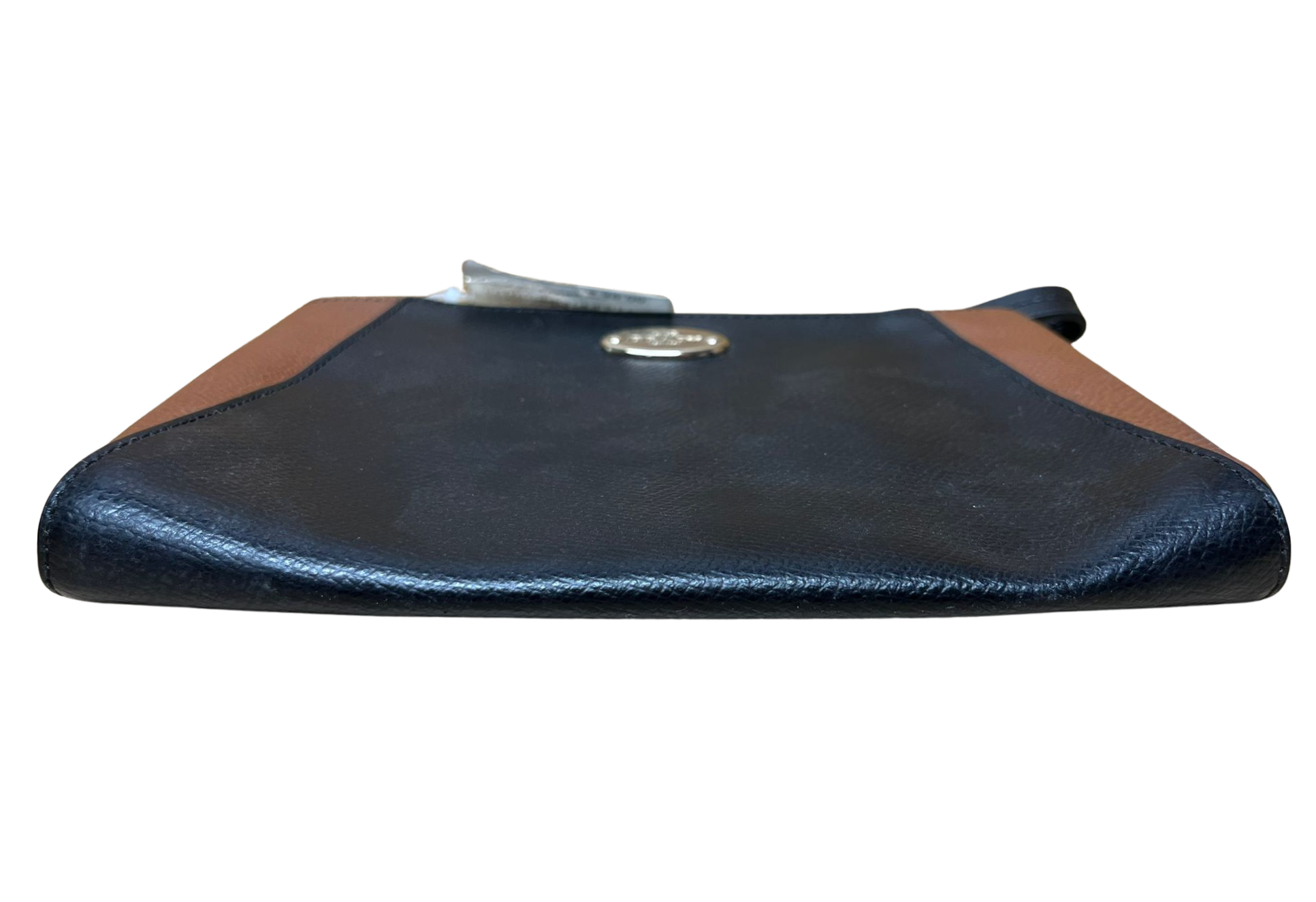 Coach Morgan F64848 Clutch Wristlet Black Saddle Brown Leather