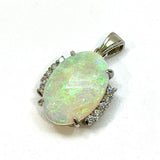 PT900 Opal & Diamond Pendant