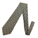 Salvatore Ferragamo Blue With Gold Horse Shoes & Flower Necktie