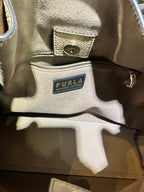 Furla Beige Pebbled Leather Shoulder Bag with Gold-Tone Hardware