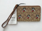 Disney X Coach Corner Zip Wristlet Signature Jacquard Mickey Mouse Print