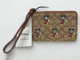 Disney X Coach Corner Zip Wristlet Signature Jacquard Mickey Mouse Print