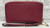 Michael Kors Jet Set Travel Leather Zip Around Continental Wallet Maroon