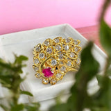 Ruby Ladies' Ring 18K Yellow Gold Ruby=0.2 & 22 Diamonds=0.5 / 4.9grm