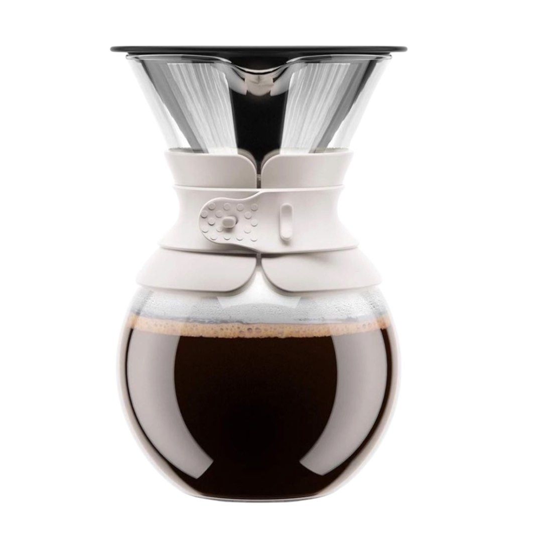 Bodum 11571-913S Pour Over Coffee Maker with Permanent Filter, 1L, Off White