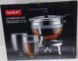 Bodum Chambord Tea Pot With Rechaud And Glass Cup Set