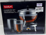 Bodum Chambord Tea Pot With Rechaud And Glass Cup Set