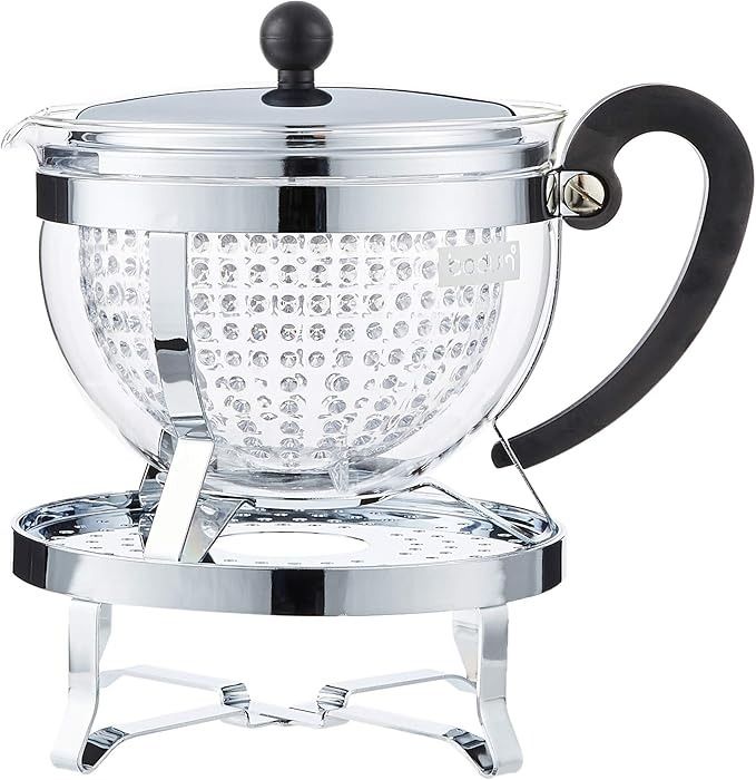 Bodum Chambord Tea Pot With Rechaud And Glass Cup Set