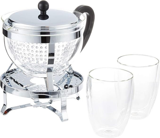 Bodum Chambord Tea Pot With Rechaud And Glass Cup Set Main image