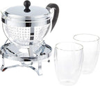 Bodum Chambord Tea Pot With Rechaud And Glass Cup Set