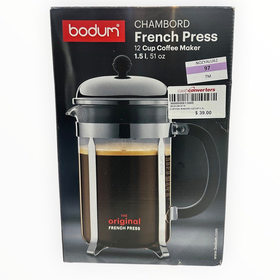 Bodum 1932-16 Chambord French Press 12 Cup Coffee Maker, 1.5L