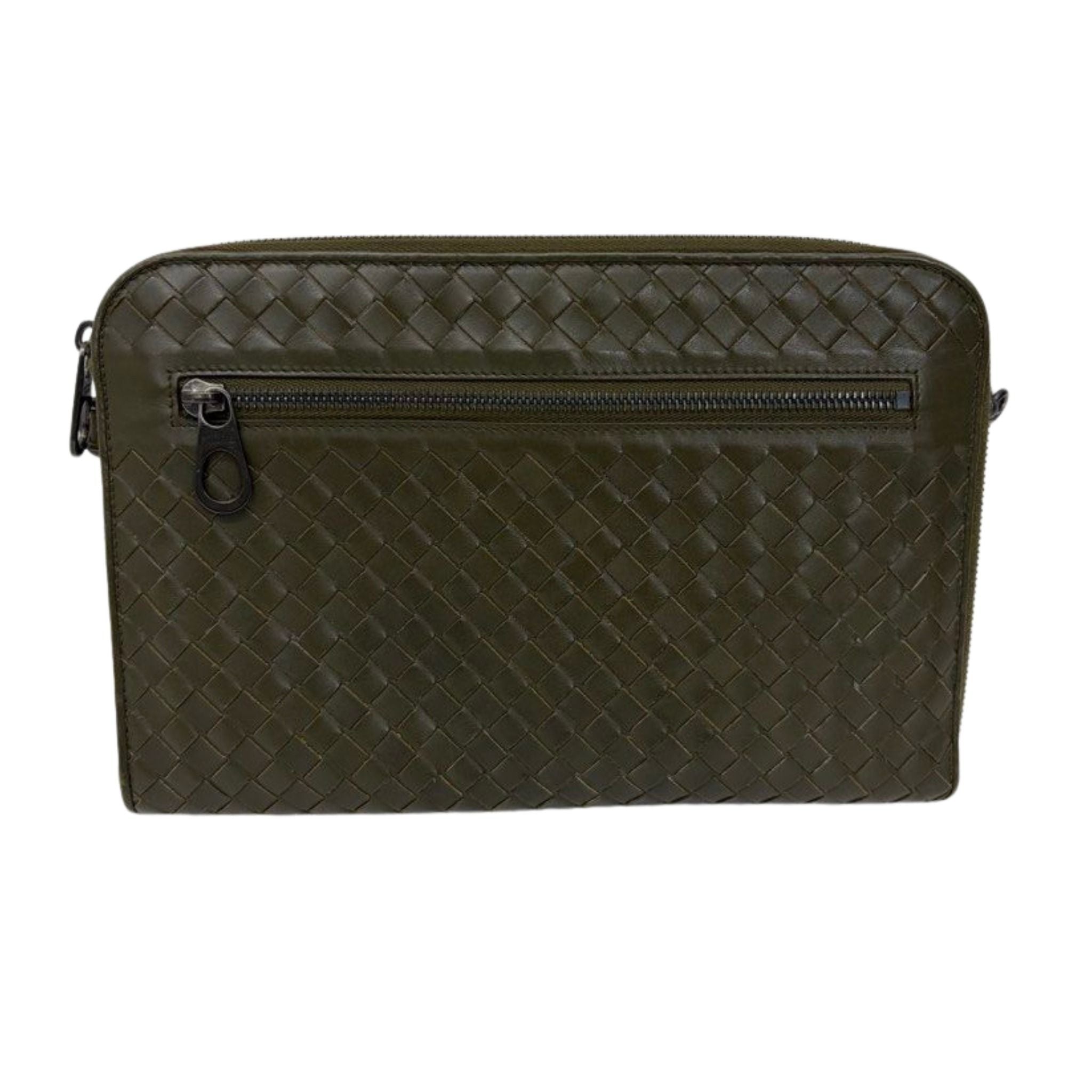 Bottega Veneta Green Leather clutch Bag Main image
