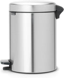 Brabantia Pedal Bin NEWICON With Plastic Inner Bucket Matt Steel Fingerprint Proof 5 Liter